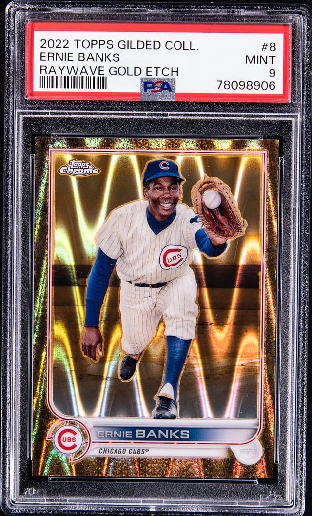 2022 Topps Ernie Banks Glided Collection Raywave Gold Etch #8 card image