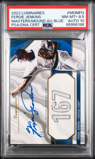 2022 Topps Fergie Jenkins Luminaries Masters Of The Mound Autographs Blue #MOMFG card image