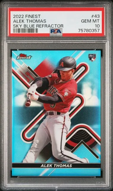2022 Topps Finest Alek Thomas Sky Blue Refractor #43 card image