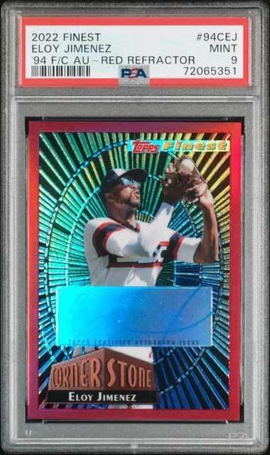 2022 Topps Finest Eloy Jimenez 1994 Conerstones Autographs Red Refractor #94CEJ card image