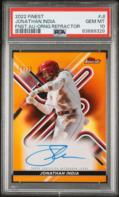 2022 Topps Finest Finest Autographs Orange Refractor Ji Jonathan India #no-number card image