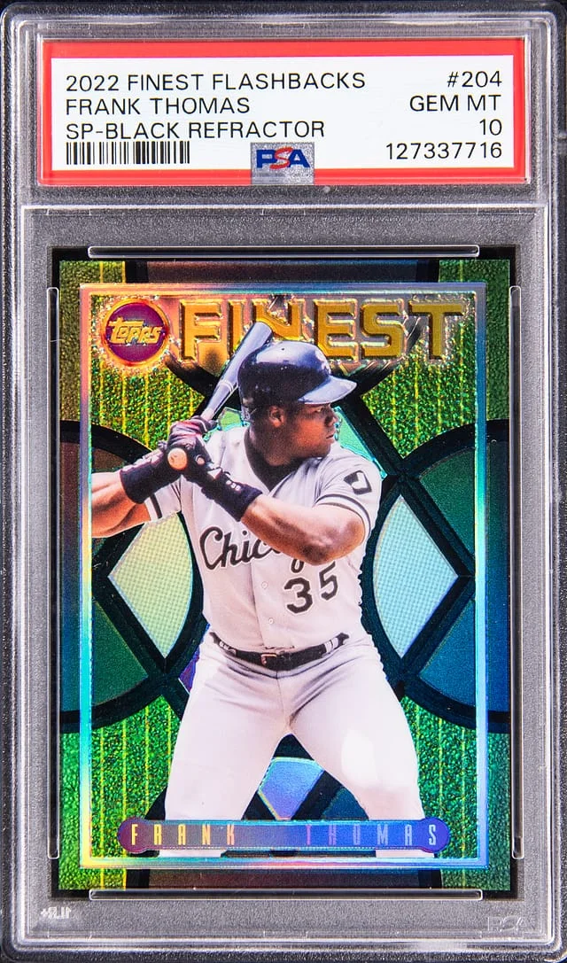 2022 Topps Finest Frank Thomas Flashbacks SP Black Refractor #204 card image