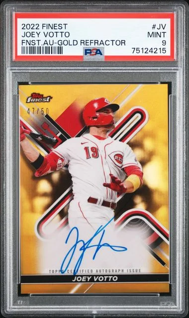 2022 Topps Finest Joey Votto Finest Autographs Gold Refractor #FA-JV card image
