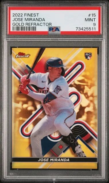 2022 Topps Finest Jose Miranda Gold Refractor #15 card image