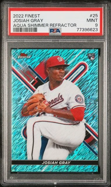 2022 Topps Finest Josiah Gray Aqua Shimmer Refractor #25 card image