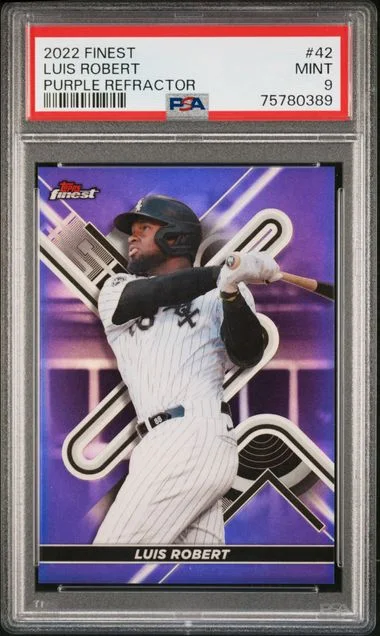 2022 Topps Finest Luis Robert Purple Refractor #42 card image