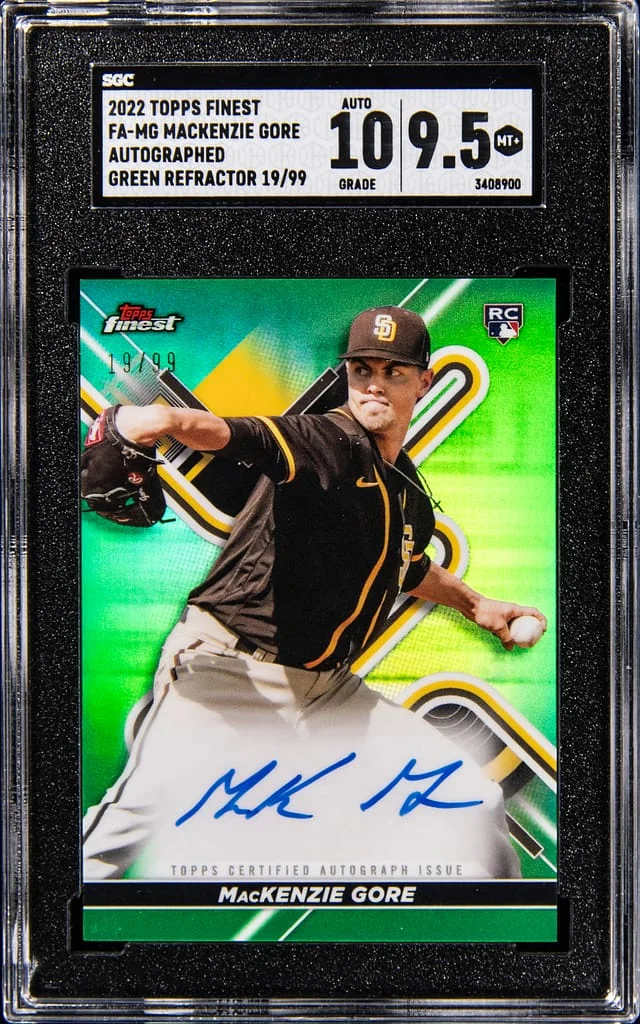 2022 Topps Finest Mackenzie Gore Autographed Green Refractor #FA-MG card image