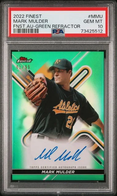 2022 Topps Finest Mark Mulder Autographs Green Refractor #FA-MMU card image