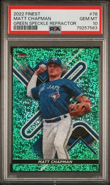 2022 Topps Finest Matt Chapman Green Speckle Refractor #78 card image