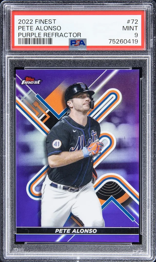 2022 Topps Finest Pete Alonso Purple Refractor #72 card image