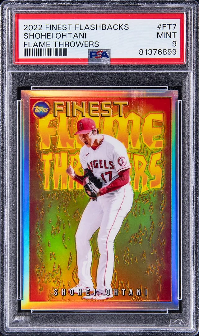 2022 Topps Finest Shohei Ohtani Flashbacks Flame Throwers #FT-7 card image