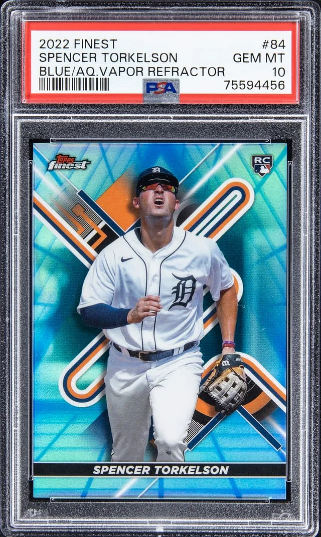 2022 Topps Finest Spencer Torkelson Blue Aqua Vapor Refractor #84 card image