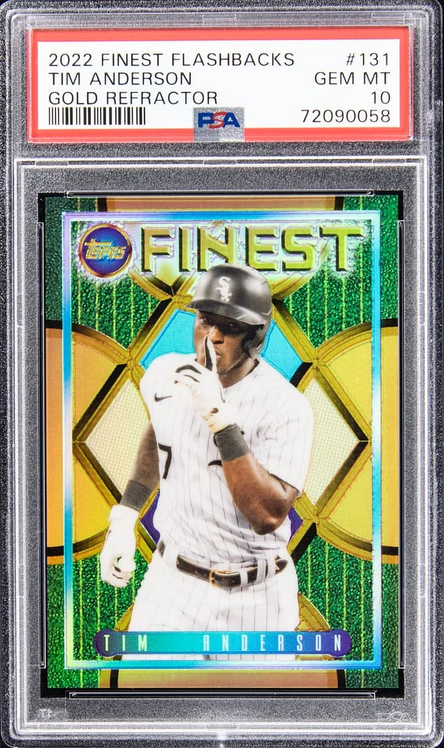 2022 Topps Finest Tim Anderson Flashbacks Gold Refractor #131 card image