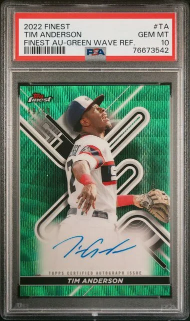 2022 Topps Finest Tim Anderson Autographs Green Wave Refractor #FA-TA card image