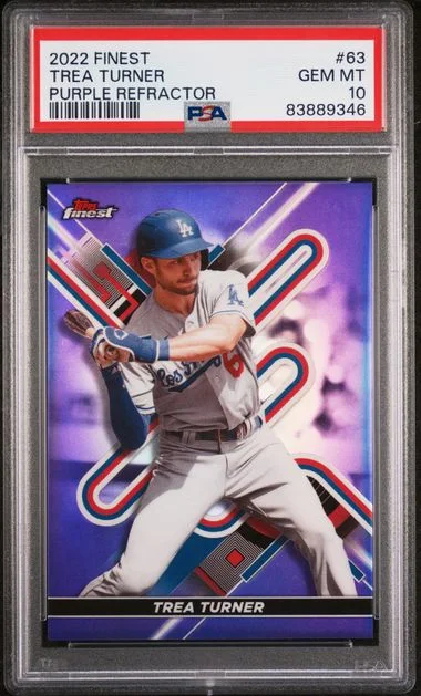 2022 Topps Finest Trea Turner Purple Refractor #63 card image
