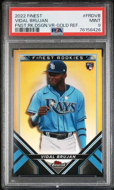 2022 Topps Finest Vidal Brujan Design Variations Gold Refractor #FRD-VB card image