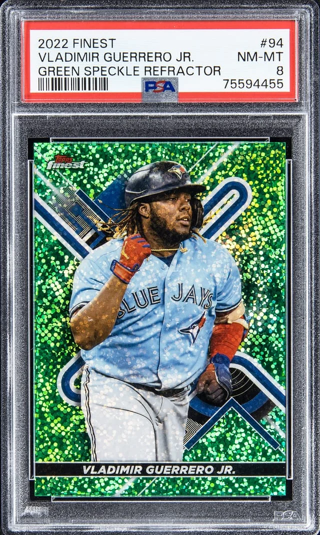 2022 Topps Finest Vladimir Guerrero Jr Green Speckle Refractor #94 card image
