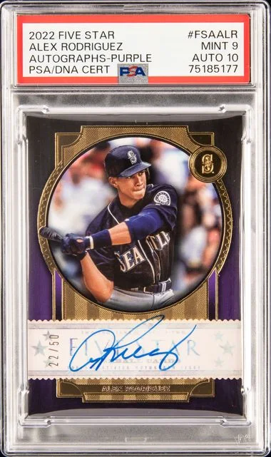 2022 Topps Five Star Autographs Purple Fsaalr Alex Rodriguez #no-number card image