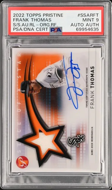 2022 Topps Frank Thomas Pristine Slice Of A Star Autograph Relics Orange Refractor #SSAR-FT card image