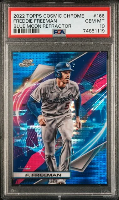 2022 Topps Freddie Freeman Cosmic Chrome Blue Moon Refractor #166 card image