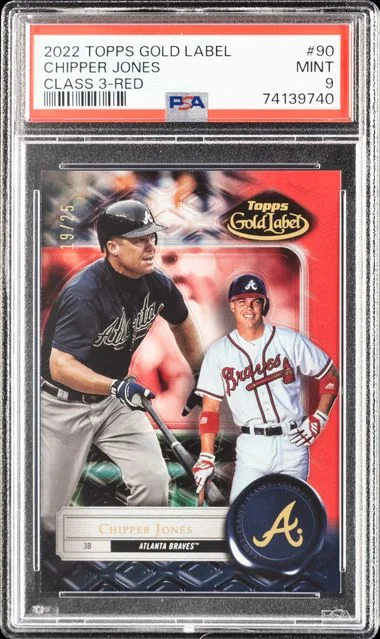 2022 Topps Gold Label Chipper Jones Class 3-Red #90 card image