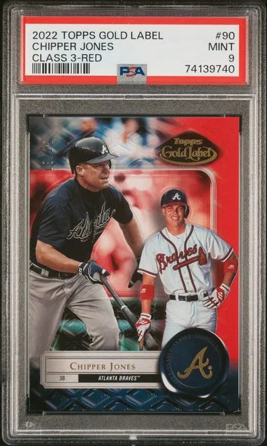 2022 Topps Gold Label Class 3 Chipper Jones Red #90 card image