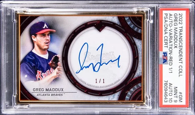 2022 Topps Greg Maddux Transcendent Collection Variation Autograph Red #TCVA-GM card image