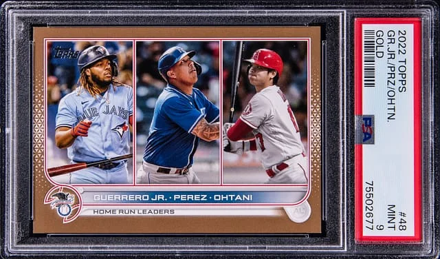 2022 Topps Guerrero Jr./Perez/Ohtani Gold #48 card image
