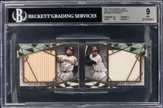 2022 Topps Hank Aaron/Willie Mays Game-Used Diamond Icons Dual Player Relics Booklet #DPDR-MA card image