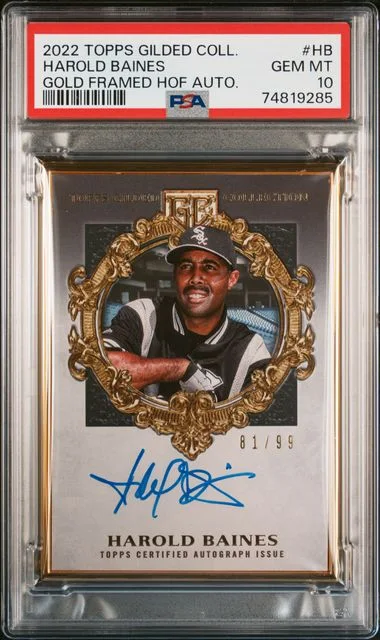 2022 Topps Harold Baines Gilded Collection Gold Framed Hall Of Famers Autographs #HB card image