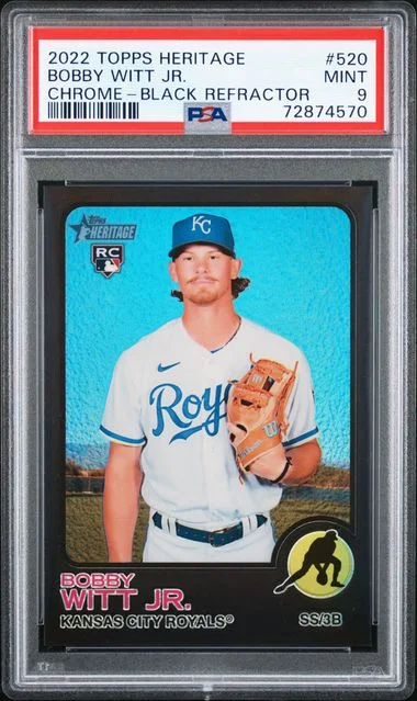 2022 Topps Heritage Chrome Bobby Witt Jr. Black Refractor #520 card image