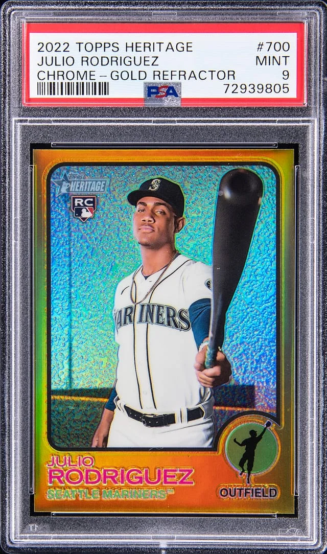 2022 Topps Heritage Chrome Julio Rodriguez Gold Refractor #700 card image