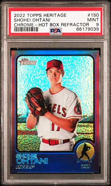 2022 Topps Heritage Chrome Shohei Ohtani Hot Box Refractor #150 card image