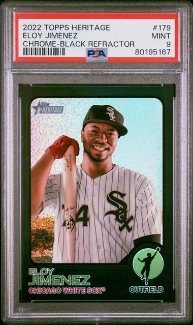 2022 Topps Heritage Eloy Jimenez Chrome-Black Refractor #179 card image