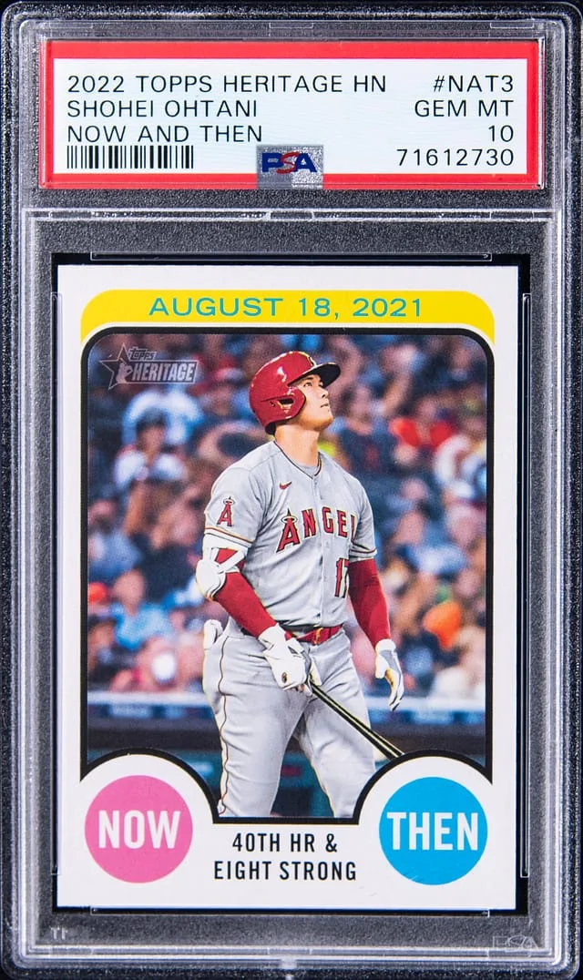 2022 Topps Heritage High Number Shohei Ohtani Now and Then #NAT-3 card image