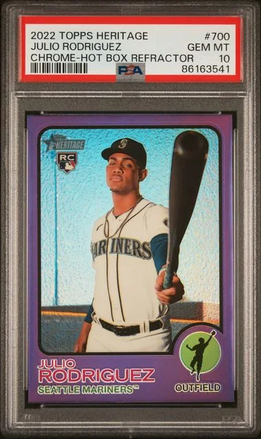 2022 Topps Heritage Julio Rodriguez Chrome-Hot Box Refractor #700 card image