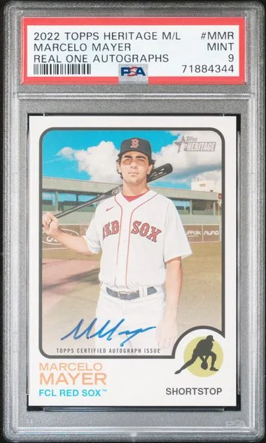 2022 Topps Heritage Minor League Real One Autographs Mmr Marcelo Mayer #no-number card image