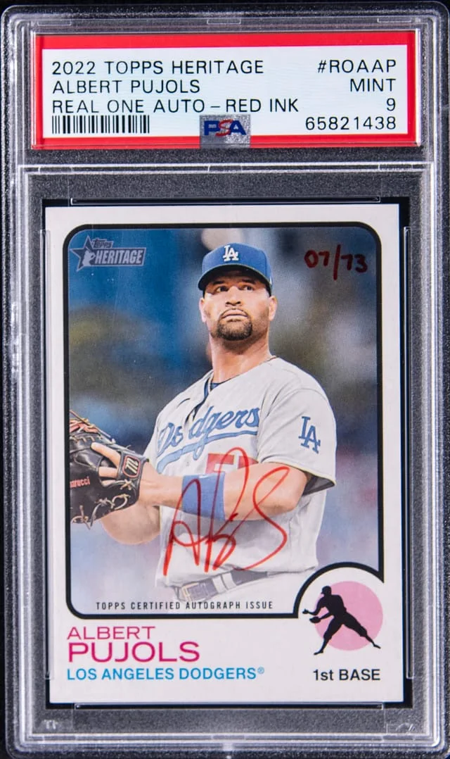 2022 Topps Heritage Real One Albert Pujols Autograph Red Ink #ROAAP card image