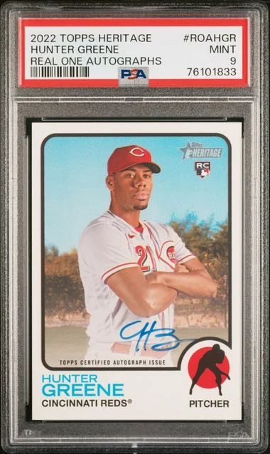 2022 Topps Heritage Real One Autographs Roahgr Hunter Greene #no-number card image
