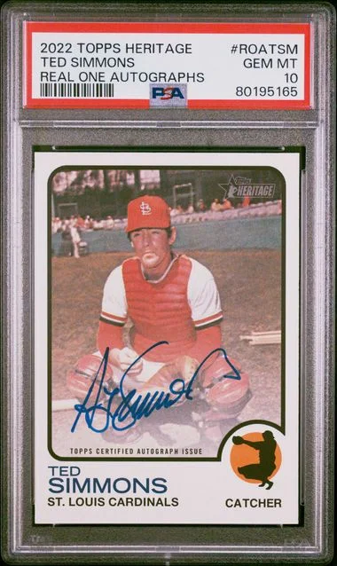 2022 Topps Heritage Real One Ted Simmons Autograph #ROATSM card image