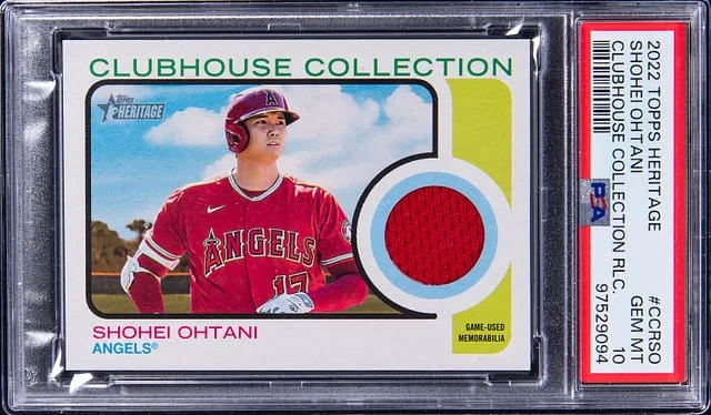 2022 Topps Heritage Shohei Ohtani Clubhouse Collection Relic #CCR-SO card image