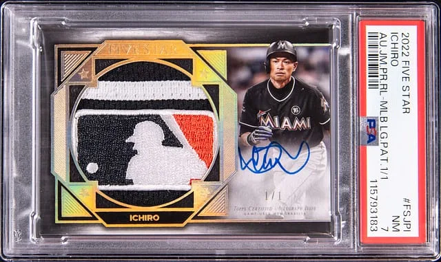 2022 Topps Ichiro Five Star Autograph Jumbo Patch Relic MLB Logo Patch #FSJP-I card image