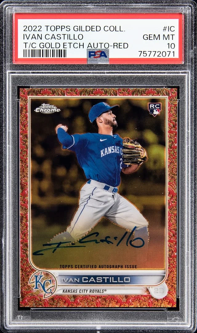 2022 Topps Ivan Castillo Gilded Collection Topps Chrome Gold Etch Autograph Red #IC card image