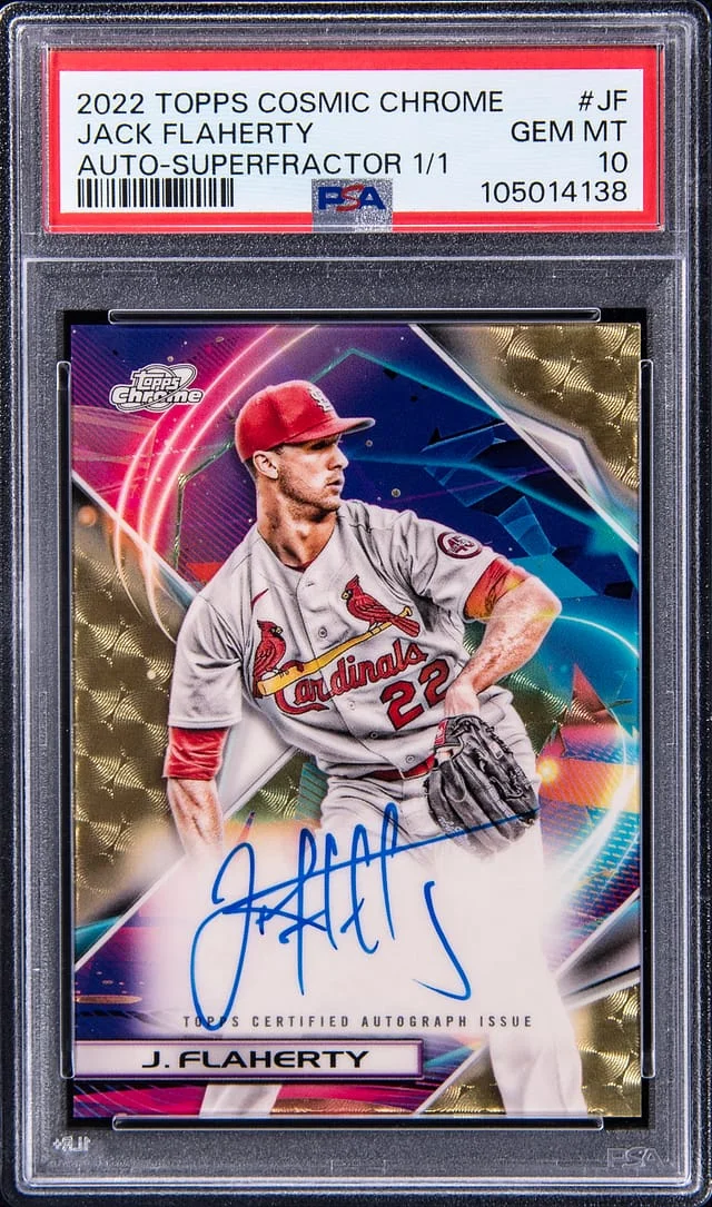 2022 Topps Jack Flaherty Cosmic Chrome Autographs SuperFractor #CCA-JF card image