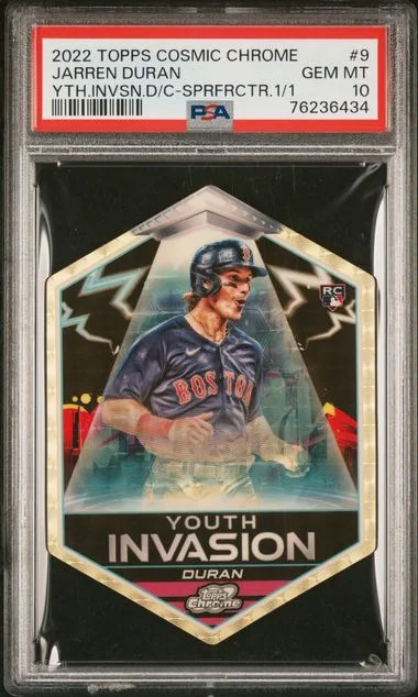 2022 Topps Jarren Duran Cosmic Chrome Youth Invasion Die-Cut SuperFractor #YI-9 card image
