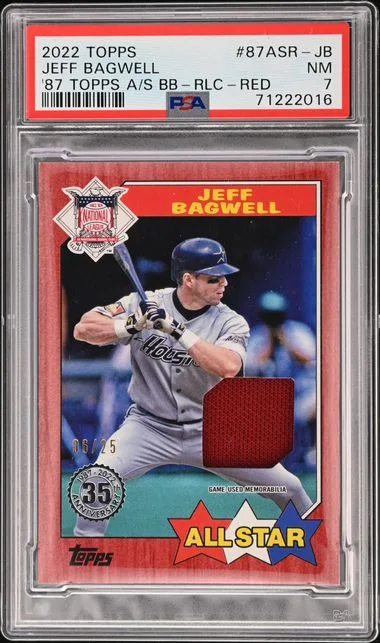 2022 Topps Jeff Bagwell Game-Used 1987 Topps All-Star Baseball Relic Red #87ASR-JB card image