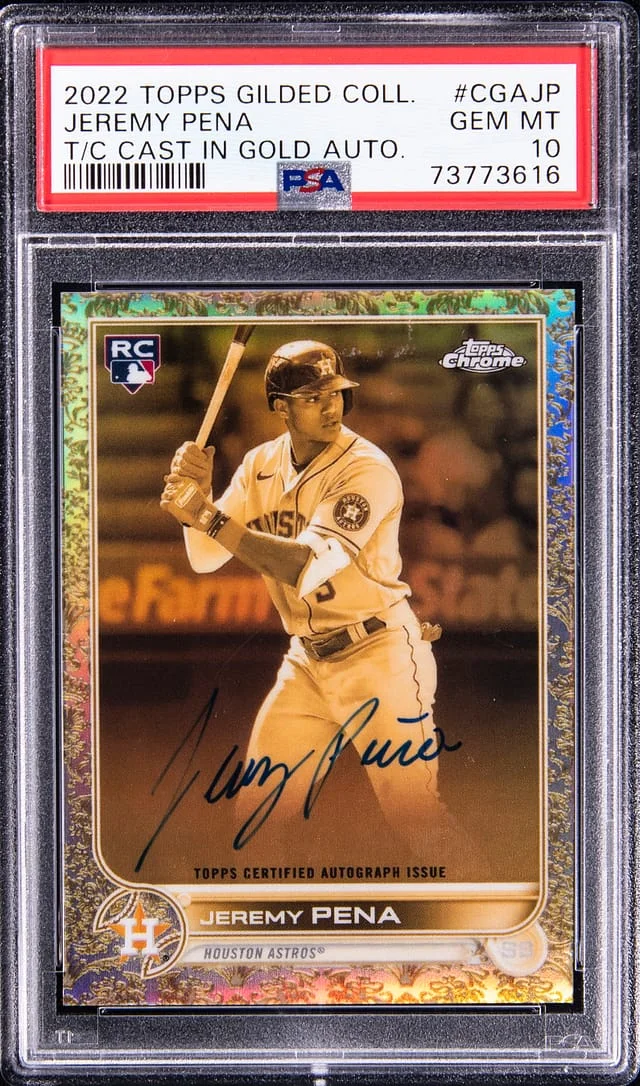 2022 Topps Jeremy Pena Gilded Collection Topps Chrome Cast in Gold Autographs #CGA-JP card image