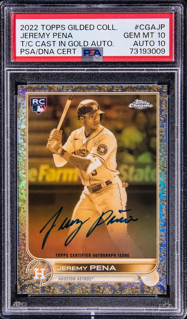 2022 Topps Jeremy Pena Gilded Collection Topps Chrome Cast In Gold Autographs #CGAJP card image