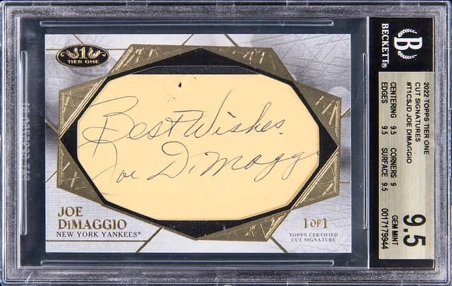 2022 Topps Joe DiMaggio Tier One Cut Signatures #T1CS-JD card image