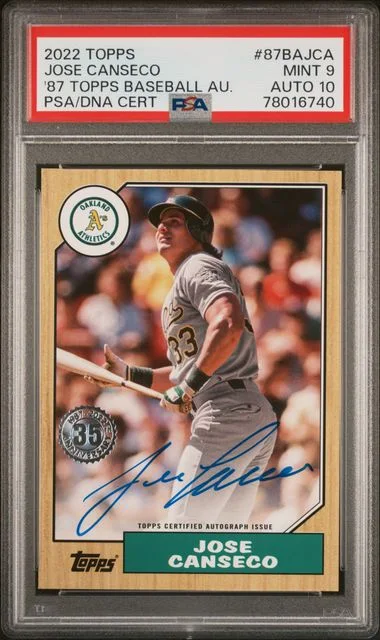 2022 Topps Jose Canseco 1987 Topps Baseball Autograph #87BA-JCA card image